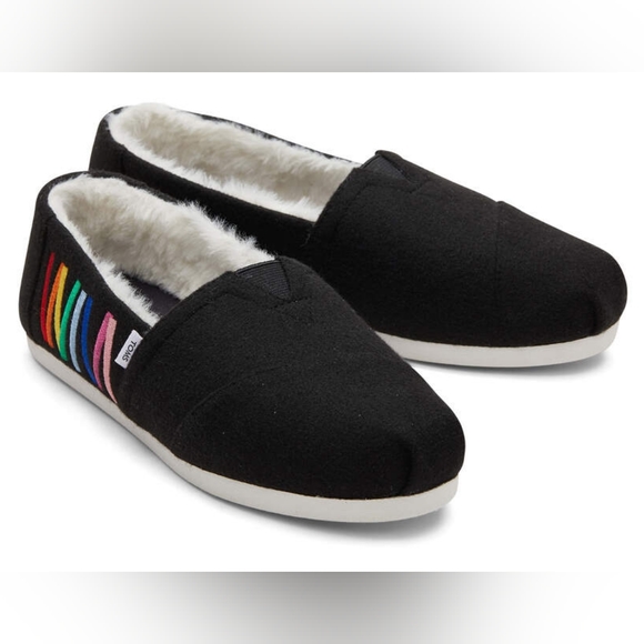 👣TOM'S🩷 ALPARGATA Unity Rainbow Slip On Sherpa Lined Espadrilles - Picture 2 of 6